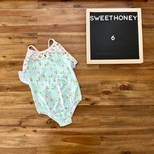 NWT SweetHoney Girls Mary One Piece Swimsuit Santa Cruz Swimsuit 6 Green Floral